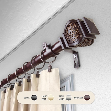 Central Design 1 in. Harrison Curtain Rod with 160 to 240 in. Extension, Mahogany 100-14-1606